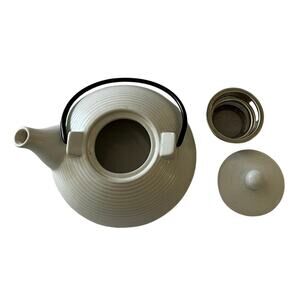 DesignPac Ceramic Tea Pot Stainless Strainer Infuser White Minimalist Japandi